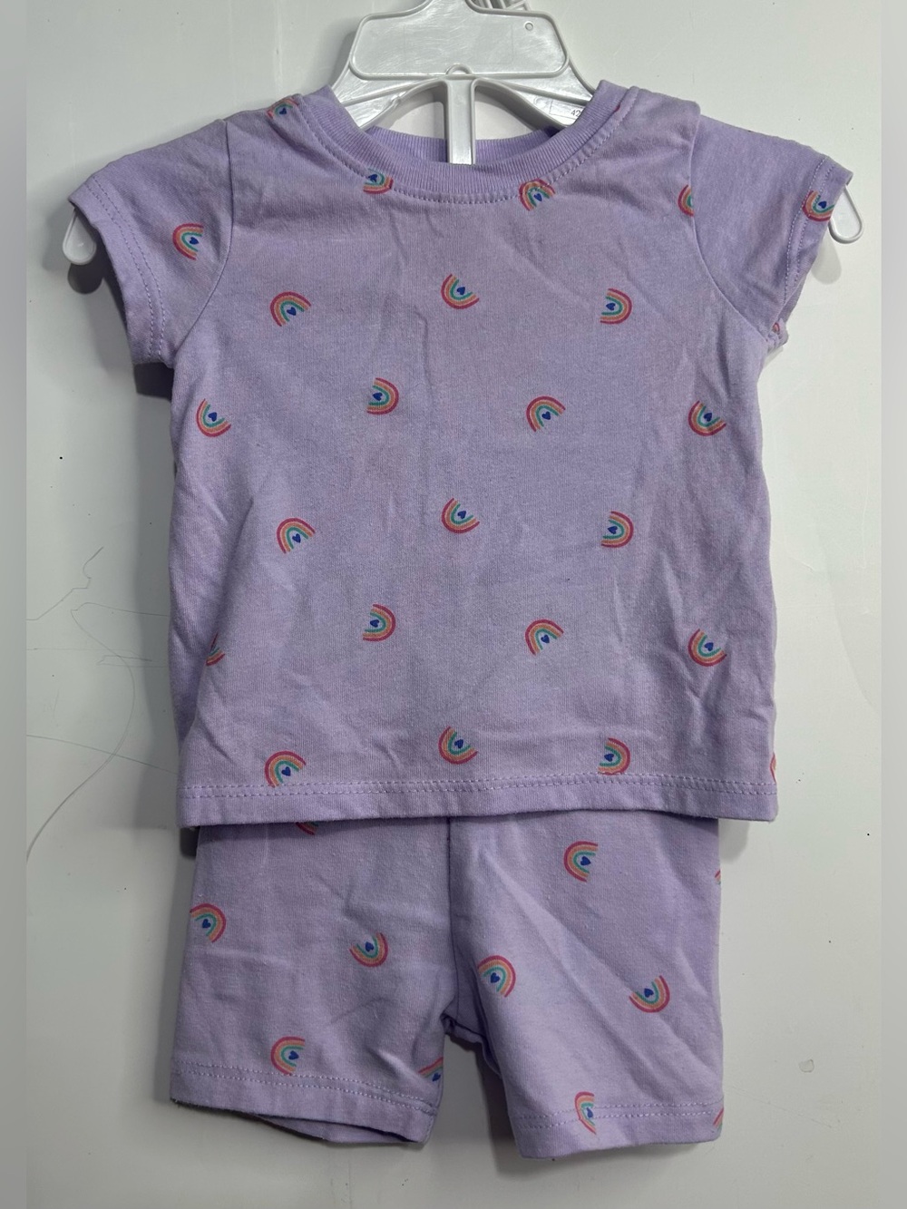 5 for $25🔥Wonder Nation Purple Rainbow Print Matching Pajama Set 3-6M/ 6-9M
